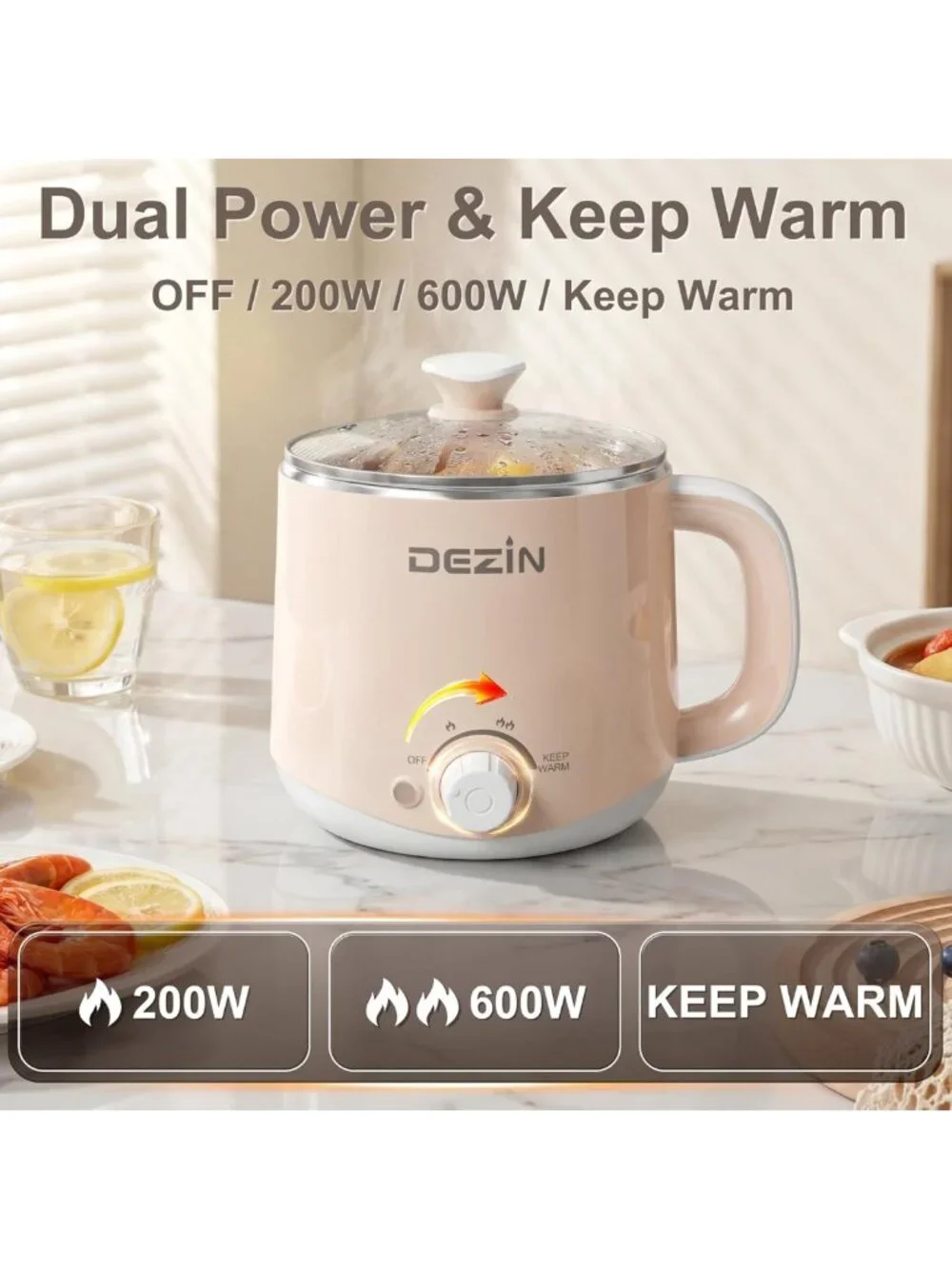 1.6L Stainless Steel Electric Hot Pot with Dual Power - Versatile Cooking